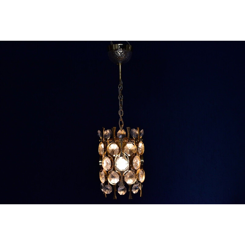 Vintage Crystal Glass pendant lamp par Palwa - 1960s