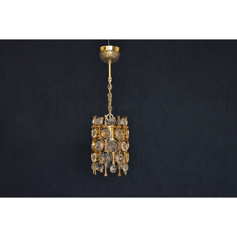 Vintage Crystal Glass pendant lamp par Palwa - 1960s