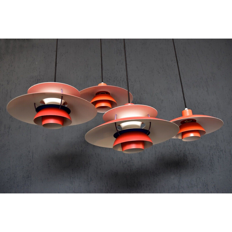 Vintage Red pendant lamp "PH5" by Louis Poulsen for Poul Henningsen - 1950s