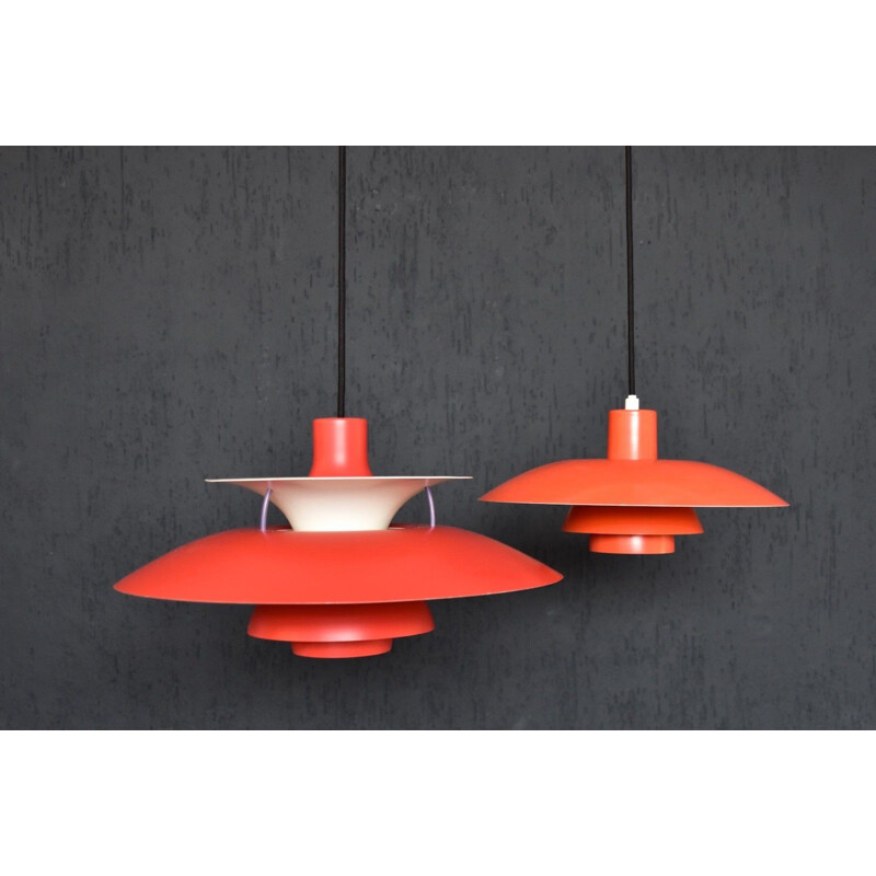 Vintage Red pendant lamp "PH5" by Louis Poulsen for Poul Henningsen - 1950s