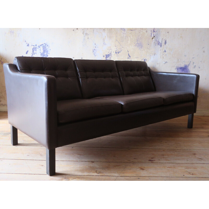 Canapé en cuir moderniste danois vintage - 1970