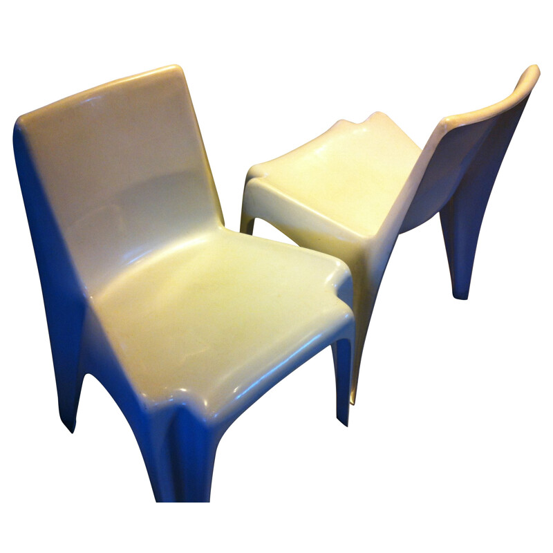 Pair of white chairs "BA 1171", Helmut BATZNER - 1960s