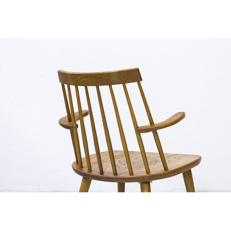 Vintage Armchair "Sibbo" in Solid Oak by Yngve Ekström for Stolab - 1960s