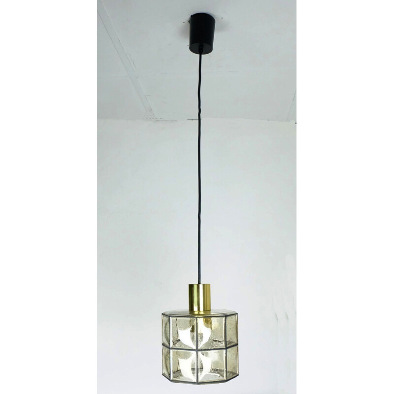 Pendant octagonal glass shade for Glashuette Limburg  - 1960s