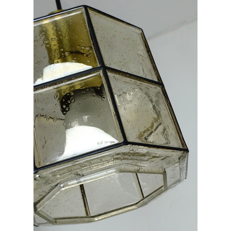 Suspension en verre octogonal ombré pour Glashuette Limburg - 1960