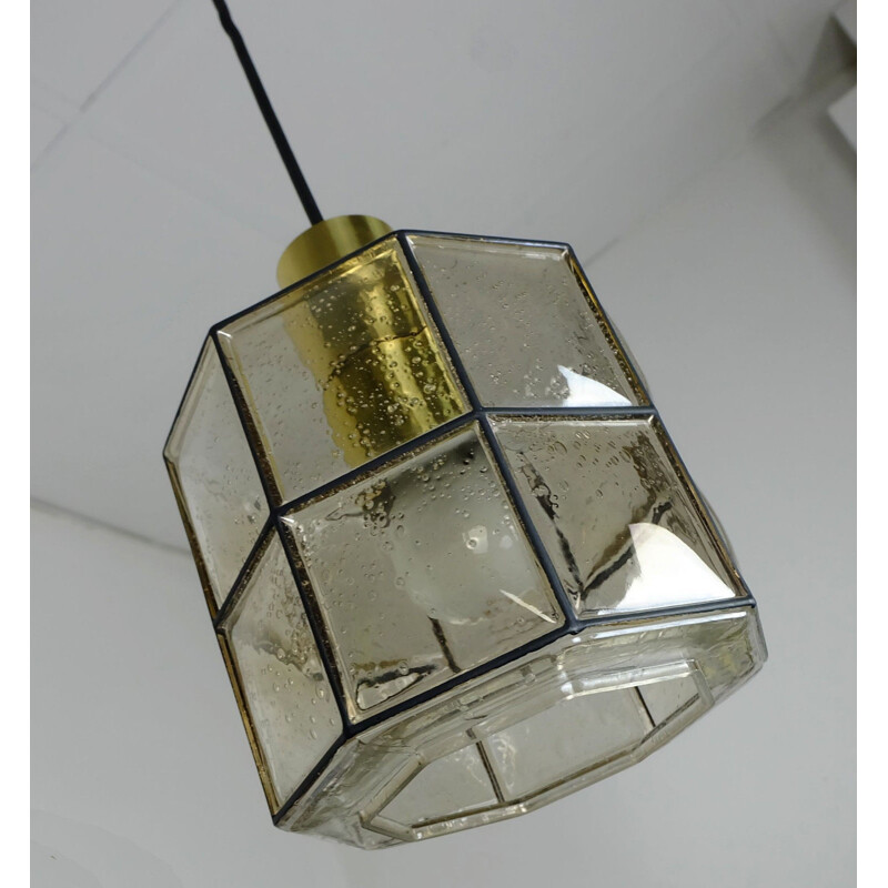 Pendant octagonal glass shade for Glashuette Limburg  - 1960s