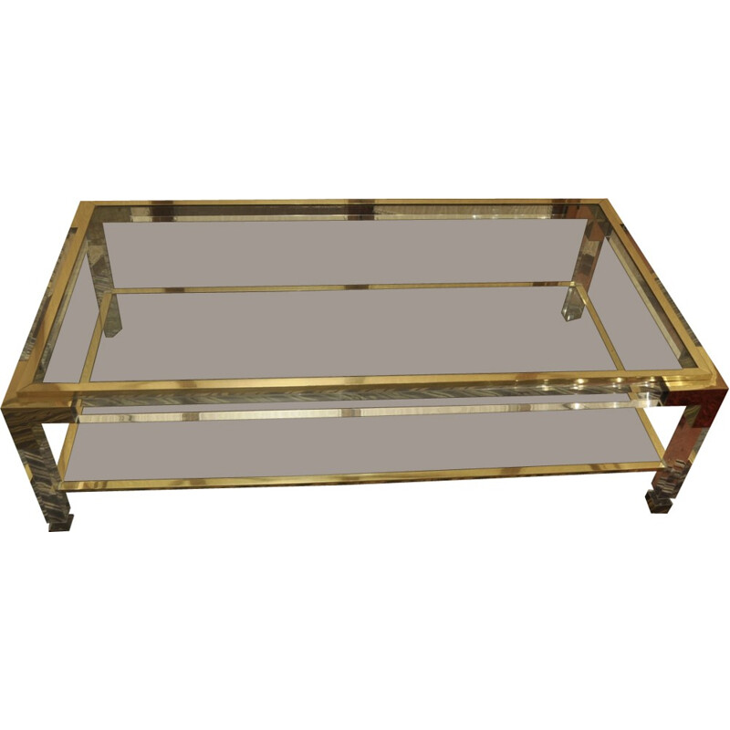 Altuglass and brass coffee table - 1970s