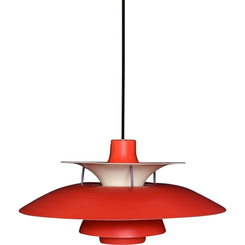 Vintage Red pendant lamp "PH5" by Louis Poulsen for Poul Henningsen - 1950s
