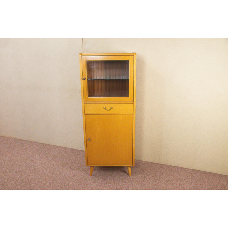 German cabinet with display cabinet in elm by KG Anbaumoebel - 1950s