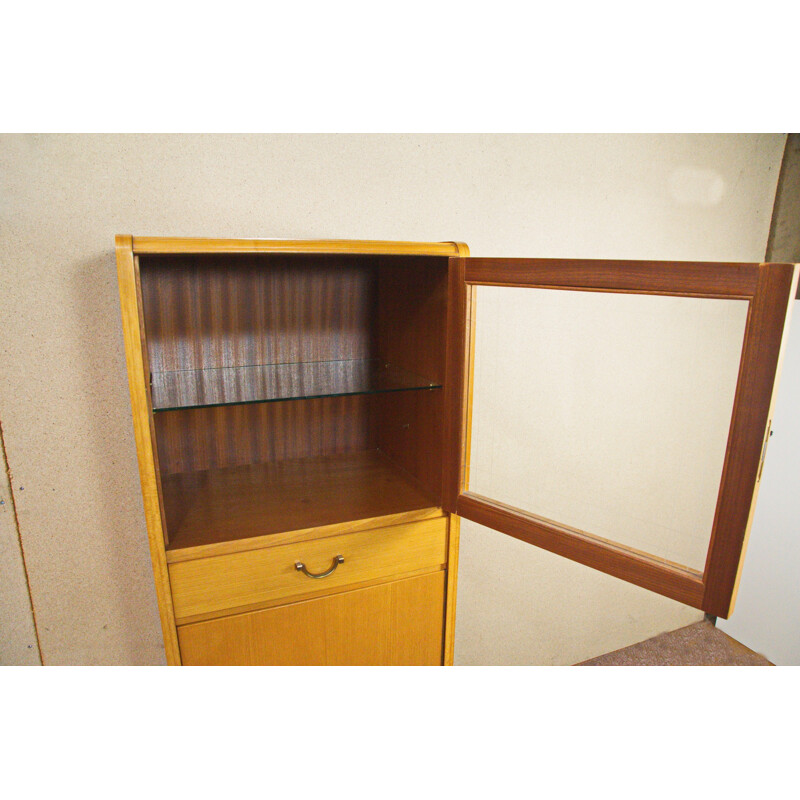 German cabinet with display cabinet in elm by KG Anbaumoebel - 1950s