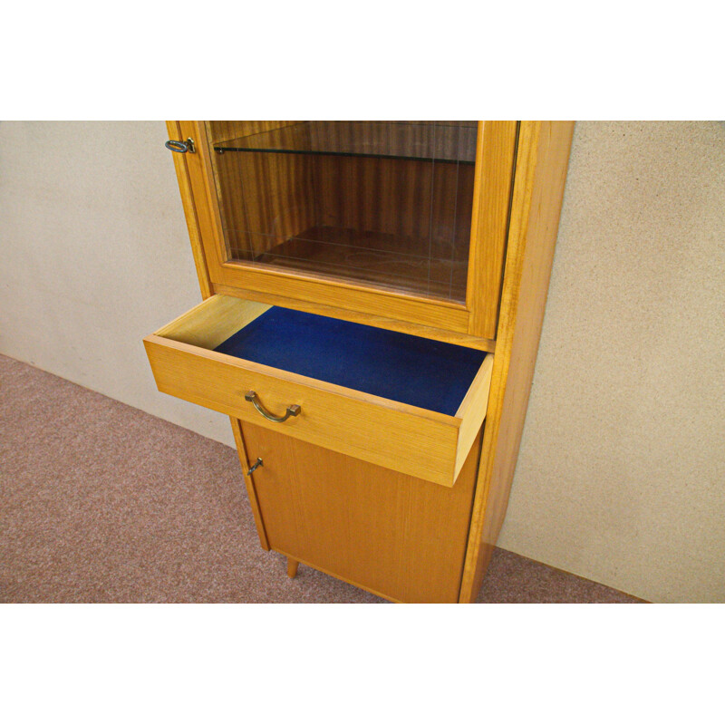 German cabinet with display cabinet in elm by KG Anbaumoebel - 1950s