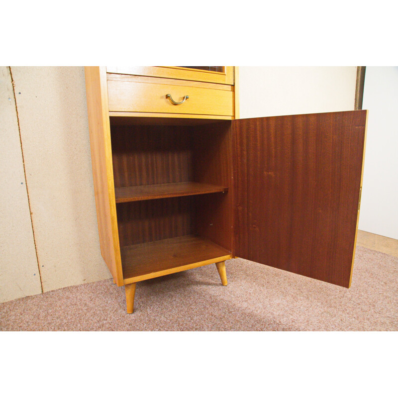 German cabinet with display cabinet in elm by KG Anbaumoebel - 1950s