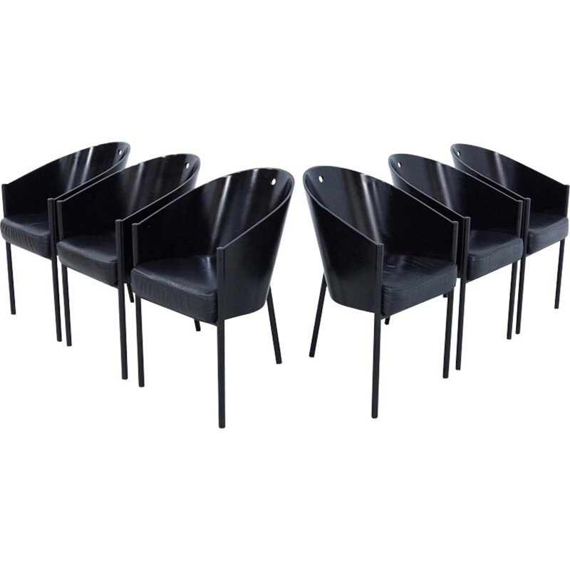 Set of 10 Black costes chairs by Philippe Starck for Driade - 1980s