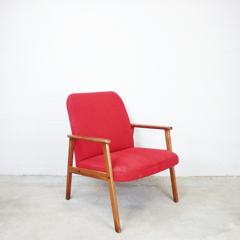 Scandinavian red compass armchair - 1960s