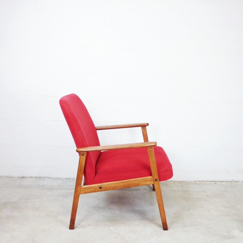 Scandinavian red compass armchair - 1960s