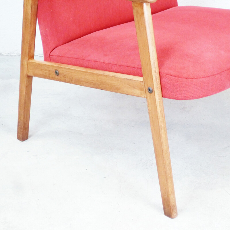 Scandinavische rode fauteuil - 1960