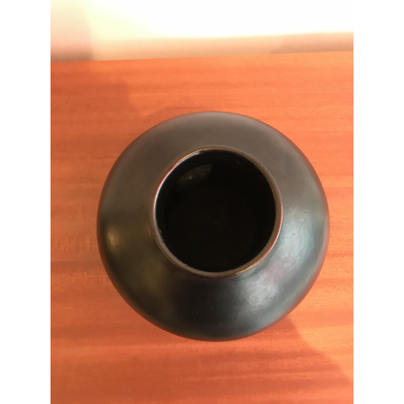 Vase noir en céramique de Jacques & Dani Ruelland - 1970