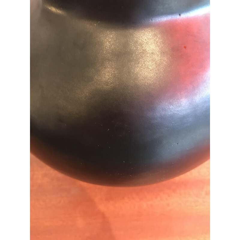 Black ceramic vase by Jacques & Dani Ruelland - 1970s