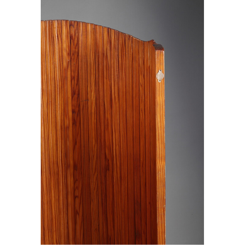 Vintage french curved wood screen by Baumann - 1950s