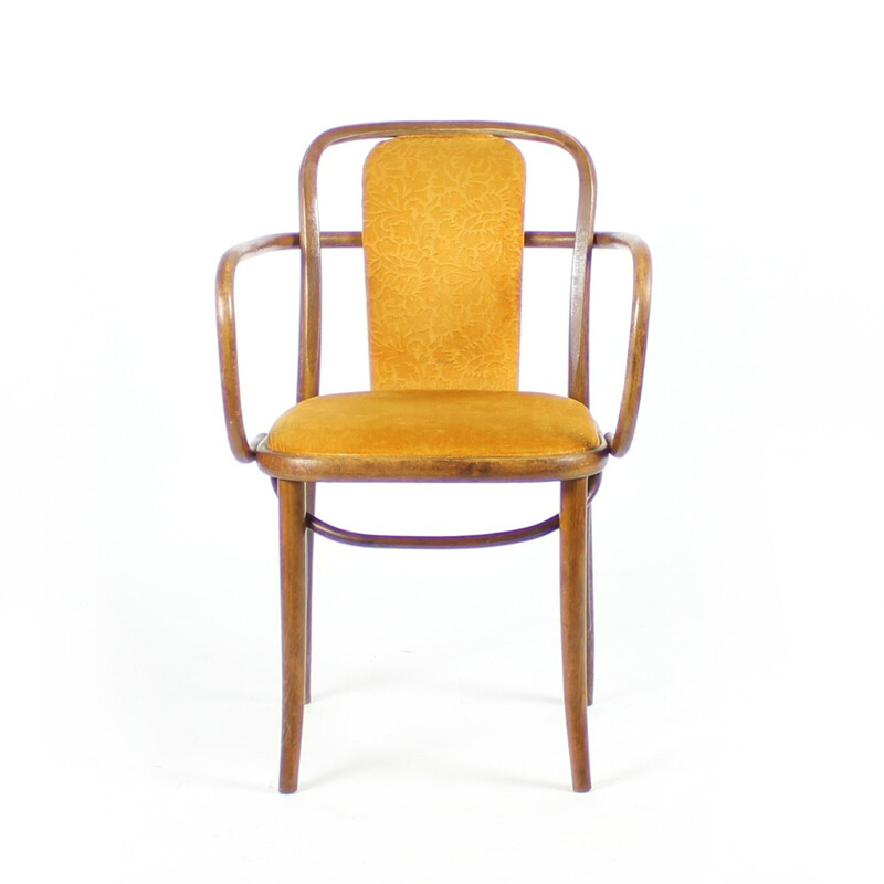 Pair of Bentwood Chairs in Original Gold Velvet Upholstery - 1940s