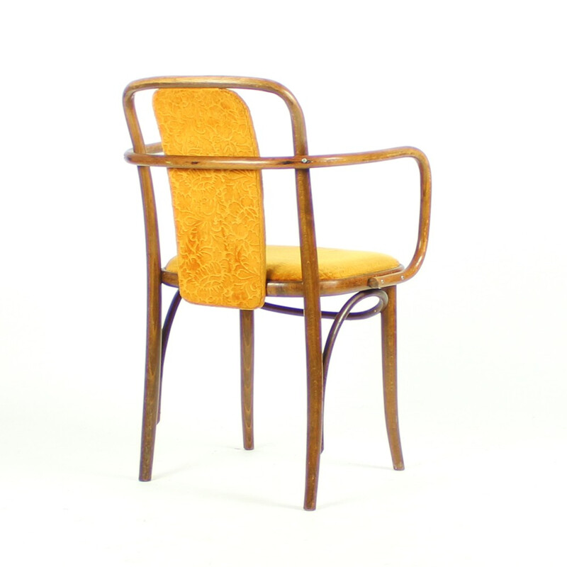 Pair of Bentwood Chairs in Original Gold Velvet Upholstery - 1940s