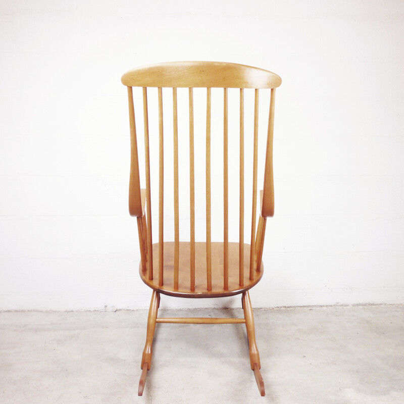 Vintage swedish Bohemian-wooden rocking chair - 1960s