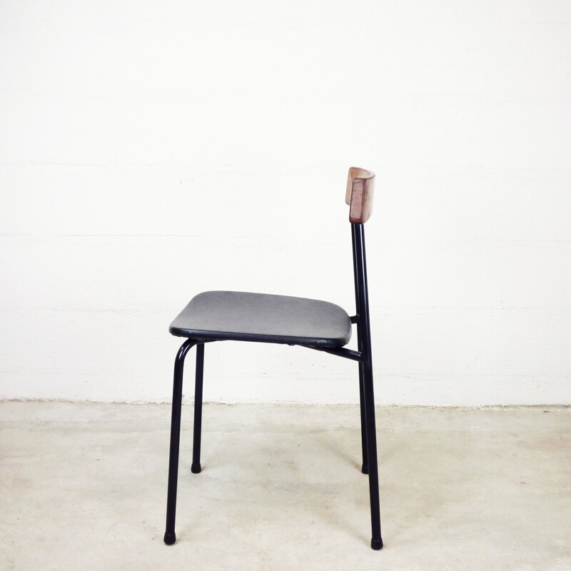 Pair of industrial chairs in wood and metal - 1970s