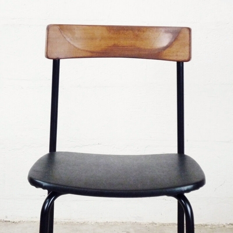 Pair of industrial chairs in wood and metal - 1970s