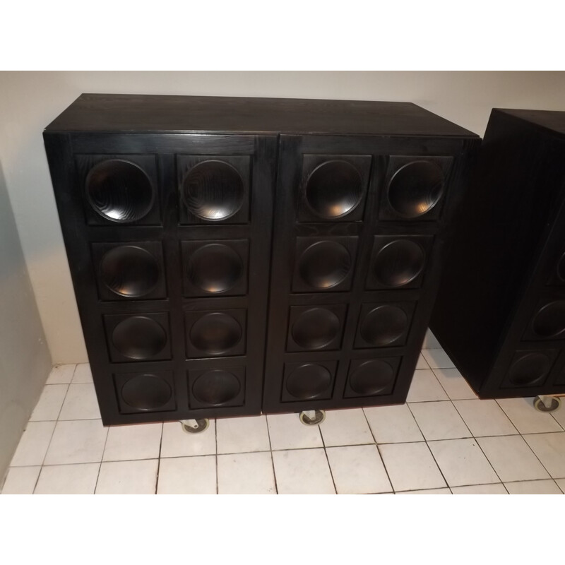 Pair of brutalist cabinets by De Coene - 1970s