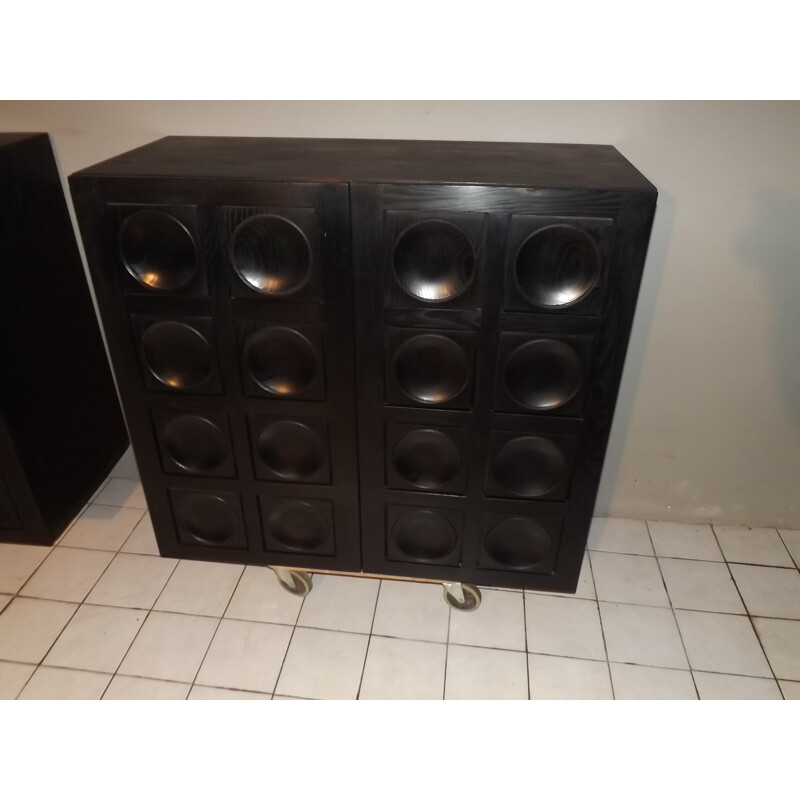 Pair of brutalist cabinets by De Coene - 1970s