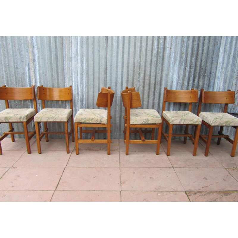 Set of 6 vintage Brutalist Sculpted Dining Chairs by Simon Packo - 1950s