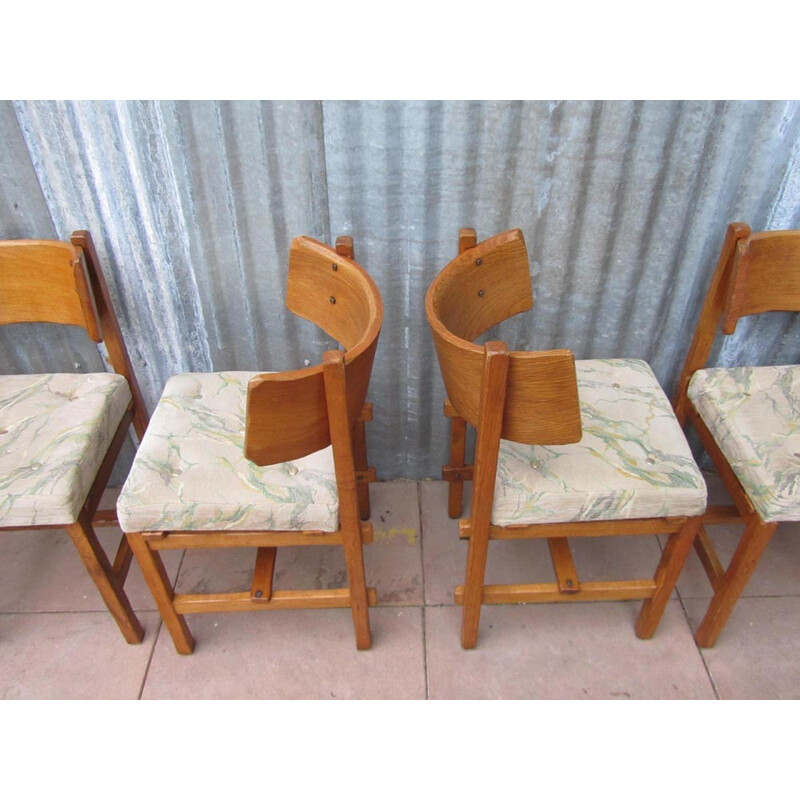 Set of 6 vintage Brutalist Sculpted Dining Chairs by Simon Packo - 1950s