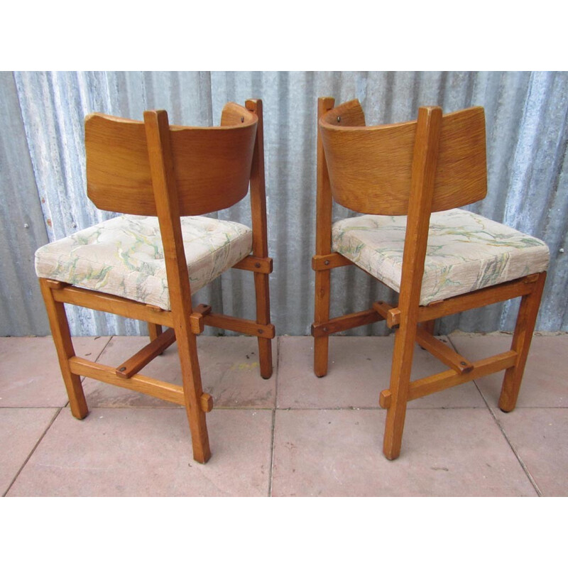 Set of 6 vintage Brutalist Sculpted Dining Chairs by Simon Packo - 1950s
