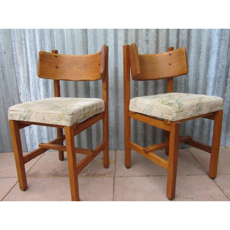 Set of 6 vintage Brutalist Sculpted Dining Chairs by Simon Packo - 1950s