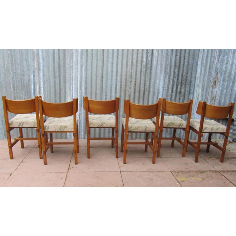 Suite de 6 chaises à repas Vintage Brutalistes Sculptées de Simon Packo - 1950