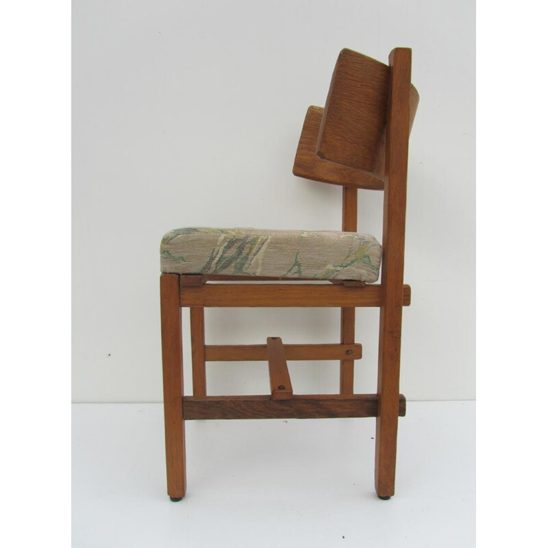Suite de 6 chaises à repas Vintage Brutalistes Sculptées de Simon Packo - 1950