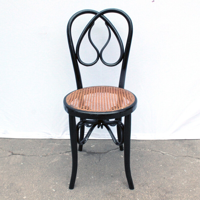Suite de 4 chaises en bois laqué noir - 1960