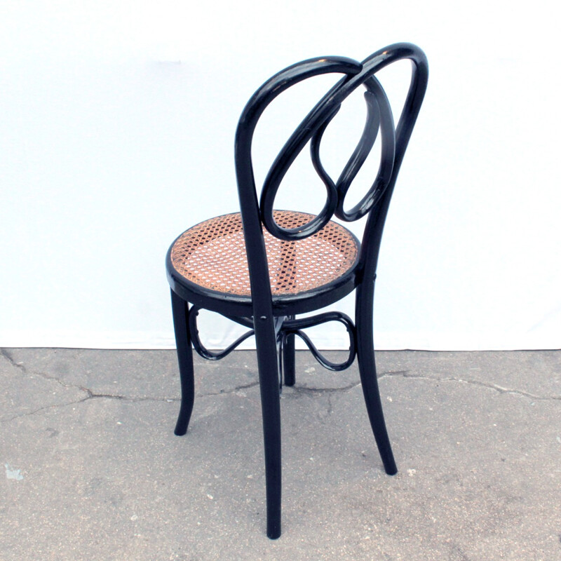 Set of 4 chairs in black lacquered wood - 1960s