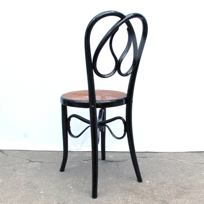 Set of 4 chairs in black lacquered wood - 1960s
