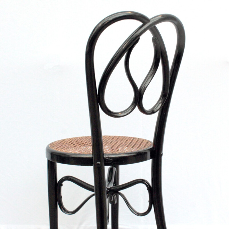 Set of 4 chairs in black lacquered wood - 1960s