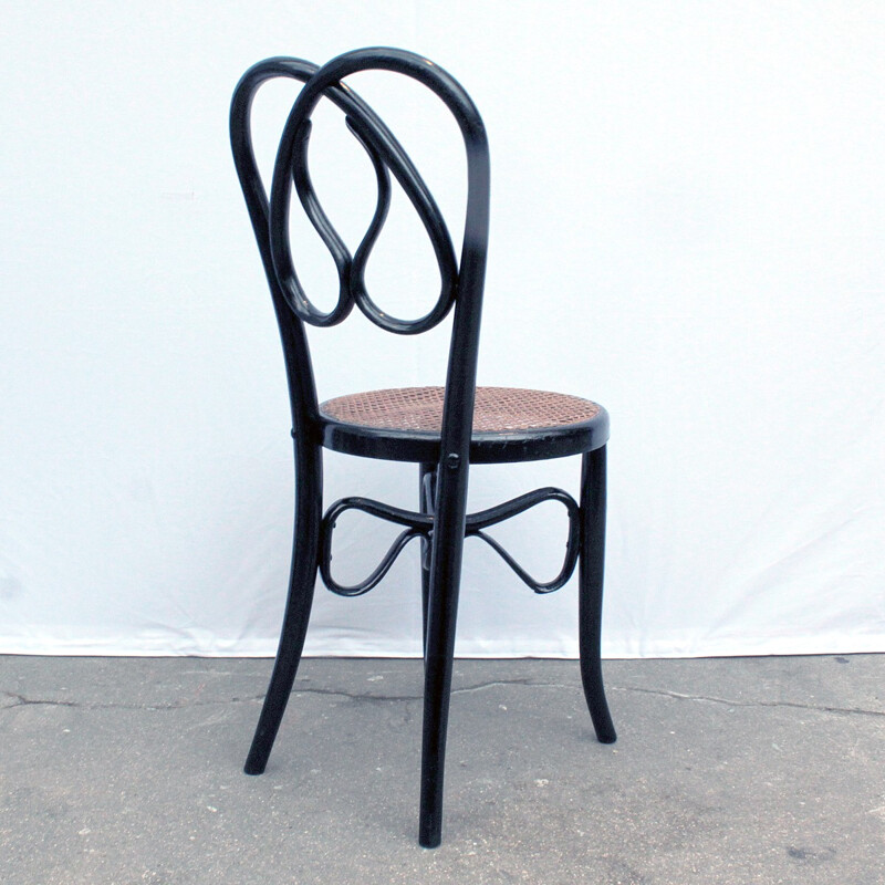 Set of 4 chairs in black lacquered wood - 1960s