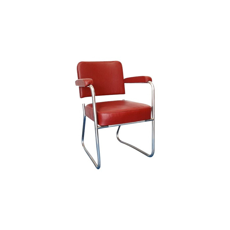 Fauteuil vintage rouge carmin - années 50