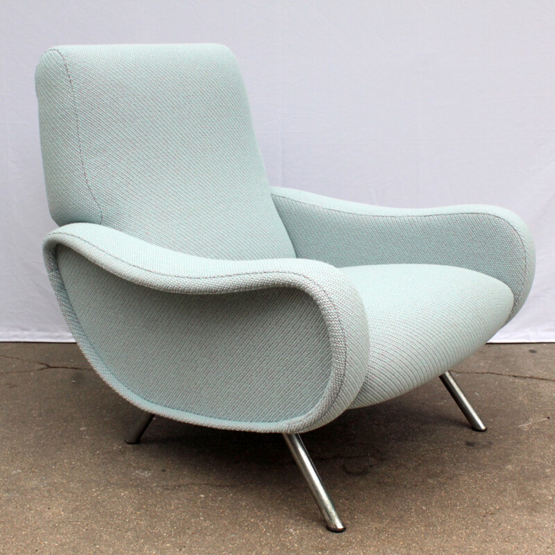 Vintage "Lady" armchair in blue fabric by Marco Zanuso - 1970s