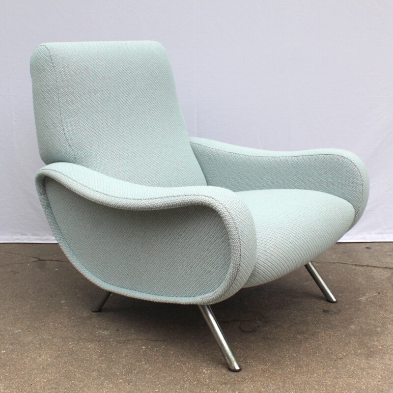 Vintage "Lady" armchair in blue fabric by Marco Zanuso - 1970s