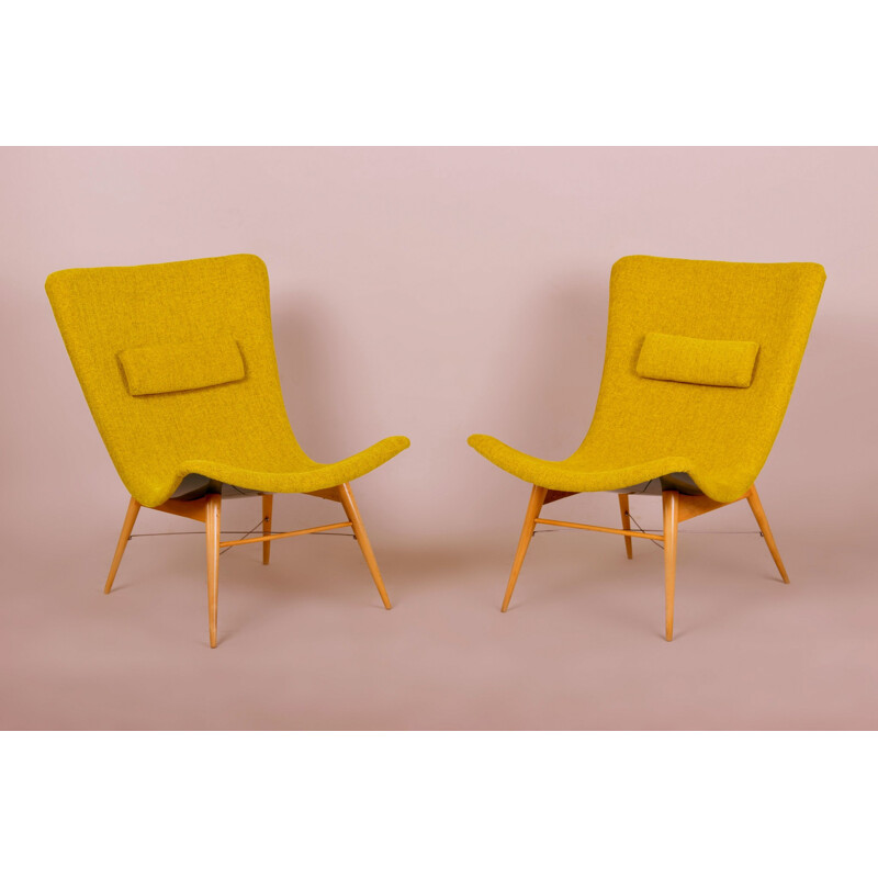 Pair of Lounge Chairs by Miroslav Navratil for Český nábytek - 1950s