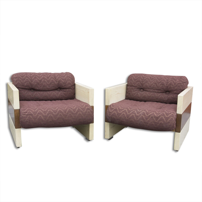 Paar Italiaanse fauteuils van Albert Leclerc - 1970