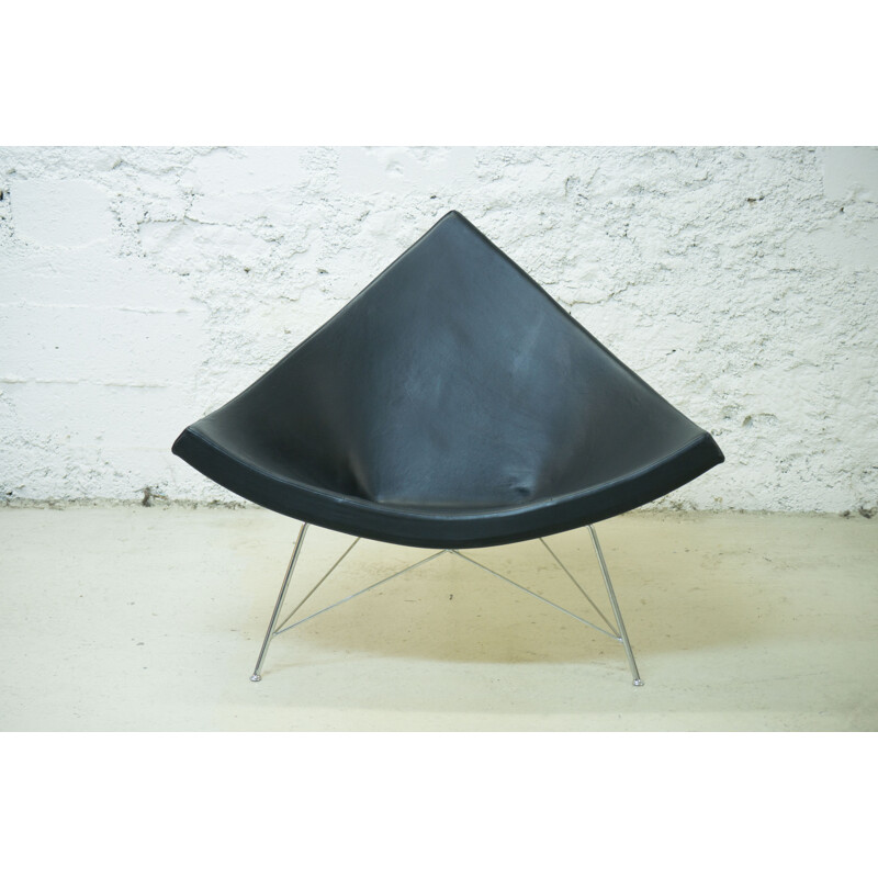 "Coconut" black leather armchair by George Nelson for Vitra - 1990s