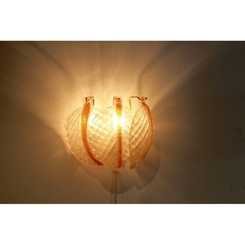 Murano Glass Leaves Wall Light by A.V. Mazzega - 1970s