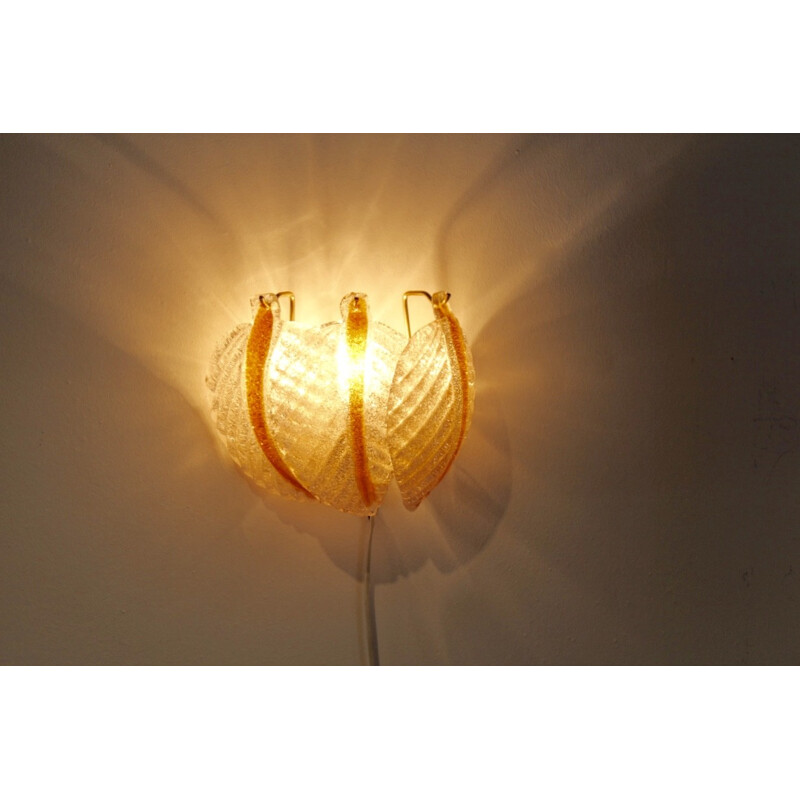 Murano Glass Leaves Wall Light by A.V. Mazzega - 1970s