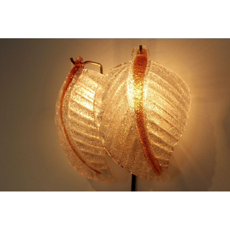 Set of 2 Murano Glass Leaves Wall Lights by A.V. Mazzega - 1970s